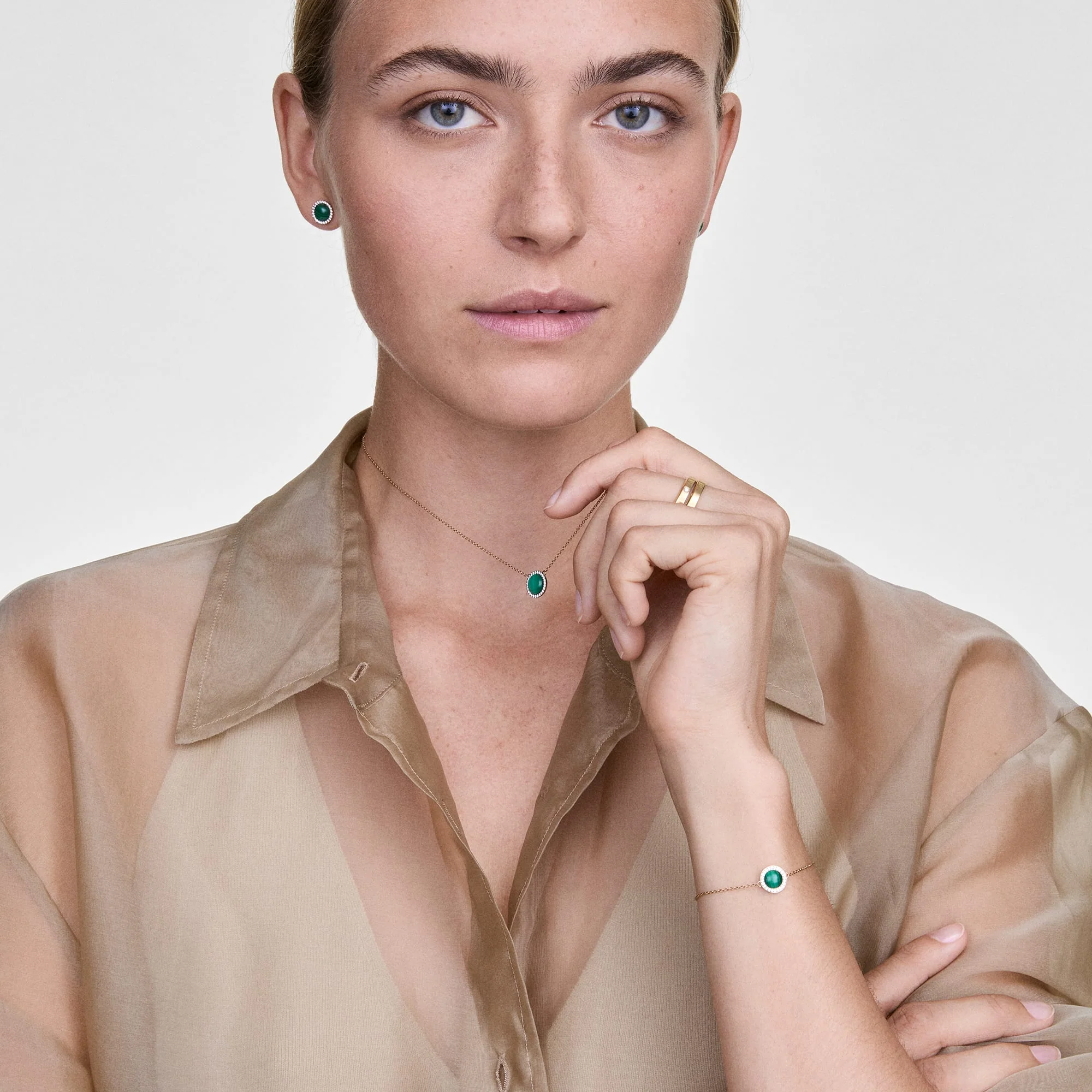 Audrey Necklace Malachite Gold - Image 2