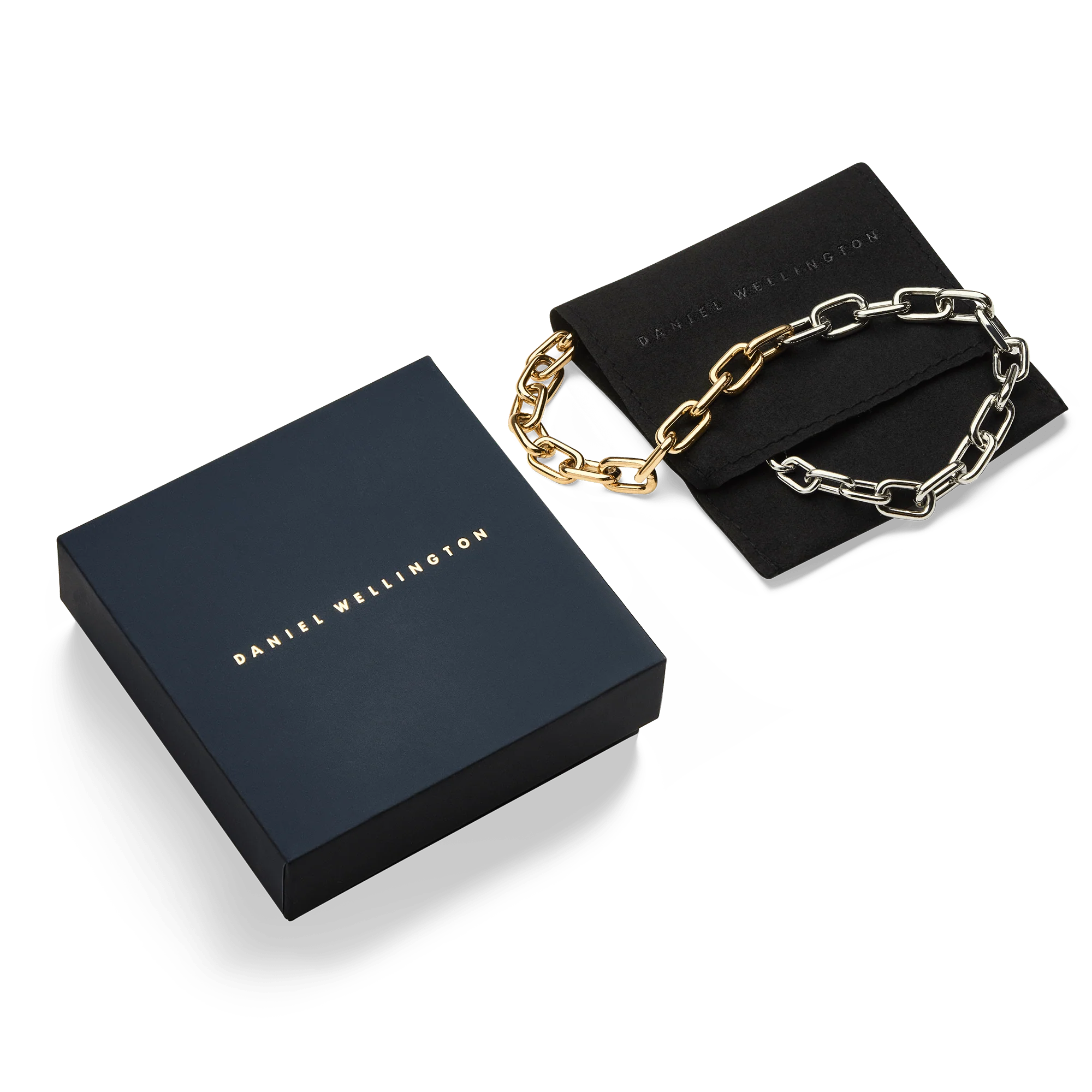 Contrast Link Necklace Two Tone Gold - Image 5