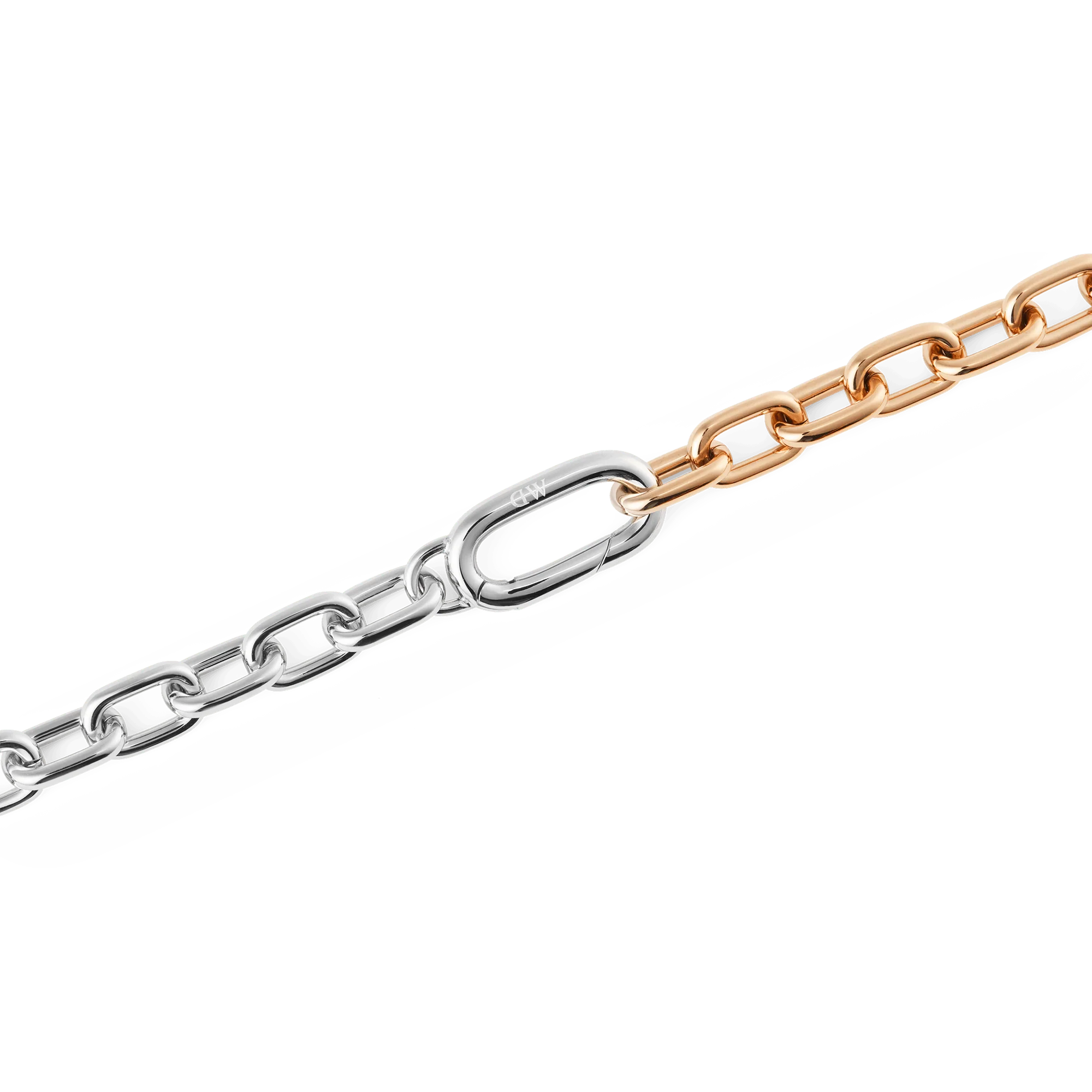 Contrast Link Necklace Two Tone Rose Gold - Image 3