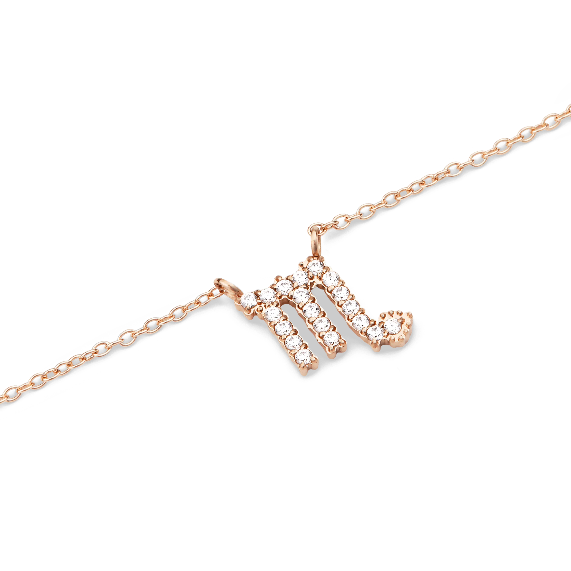 Crystal Zodiac Chain Necklace Rose Gold - Image 19
