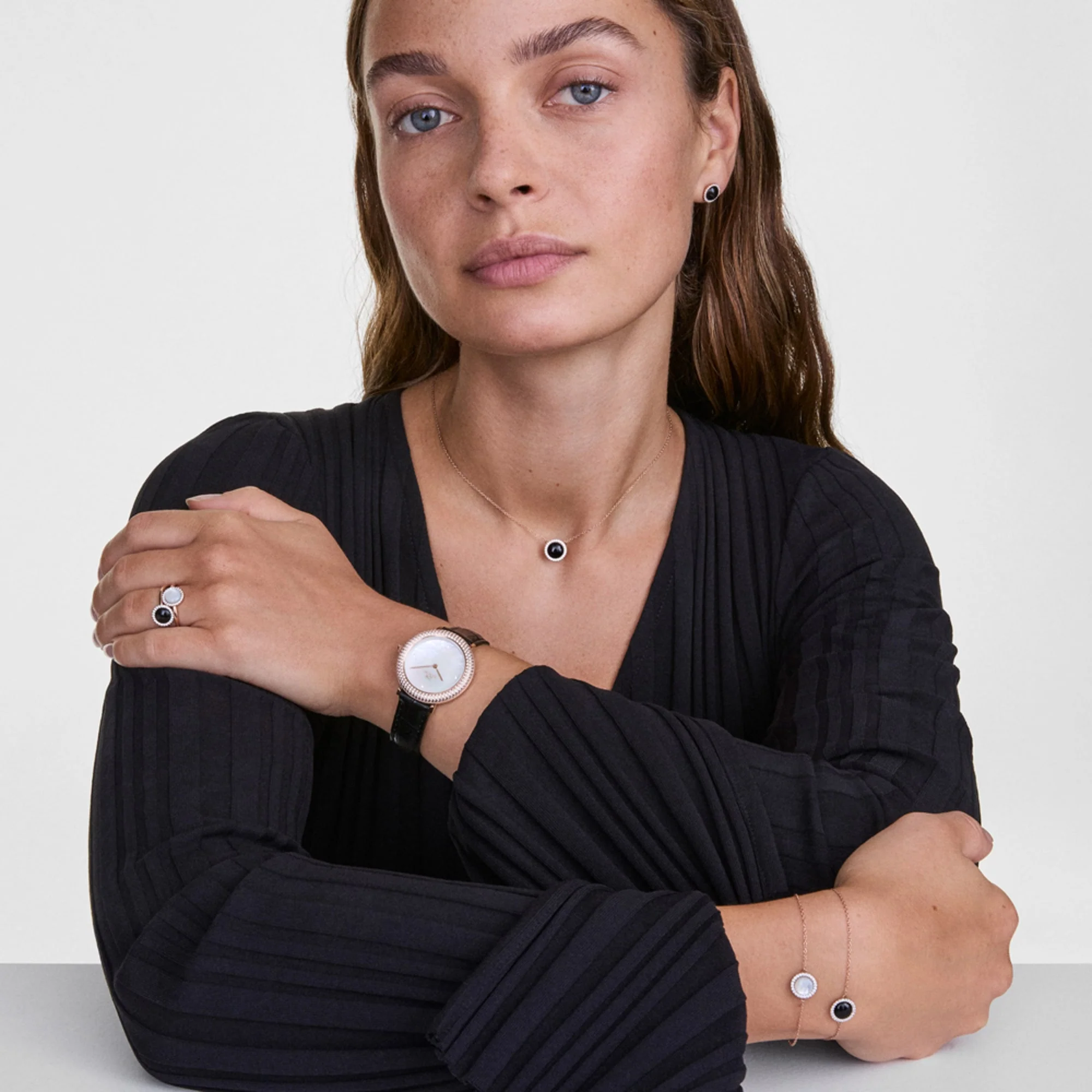 Crystalline Bezel Black Croc Rose Gold - Image 2