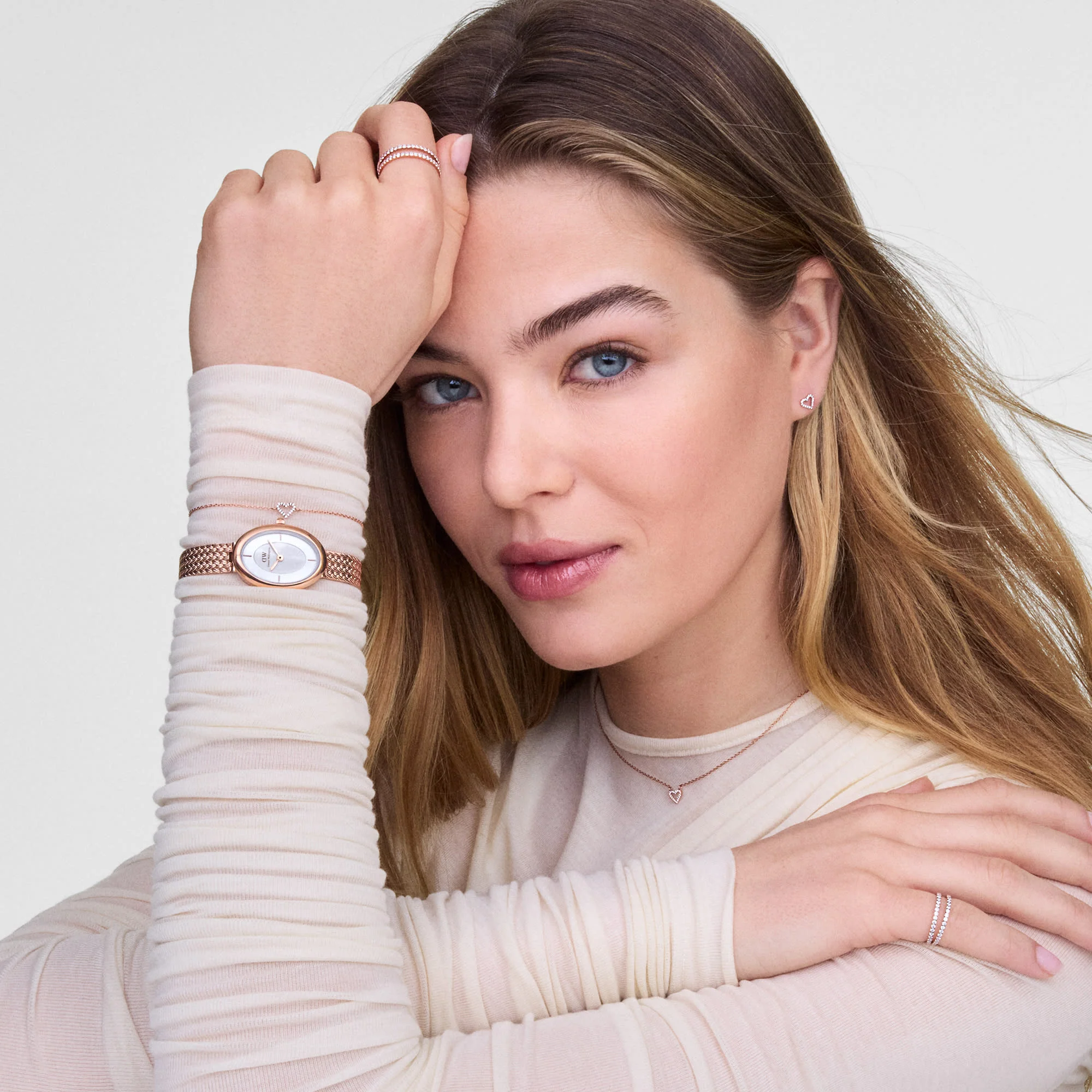 Juliette Braided Mesh White Sunray Rose Gold - Image 2
