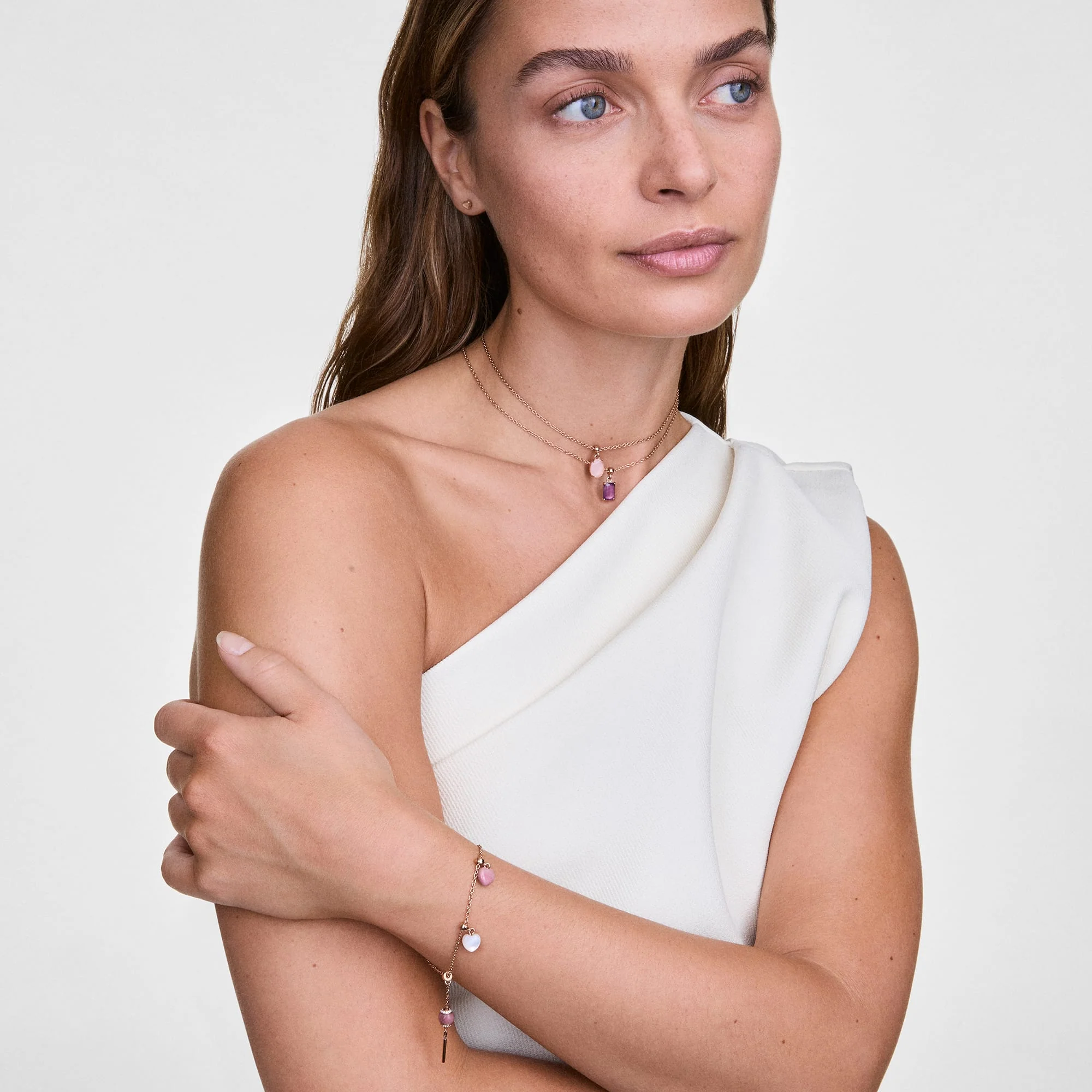 Mother of Pearl Heart  Rose Gold Charm - Image 2