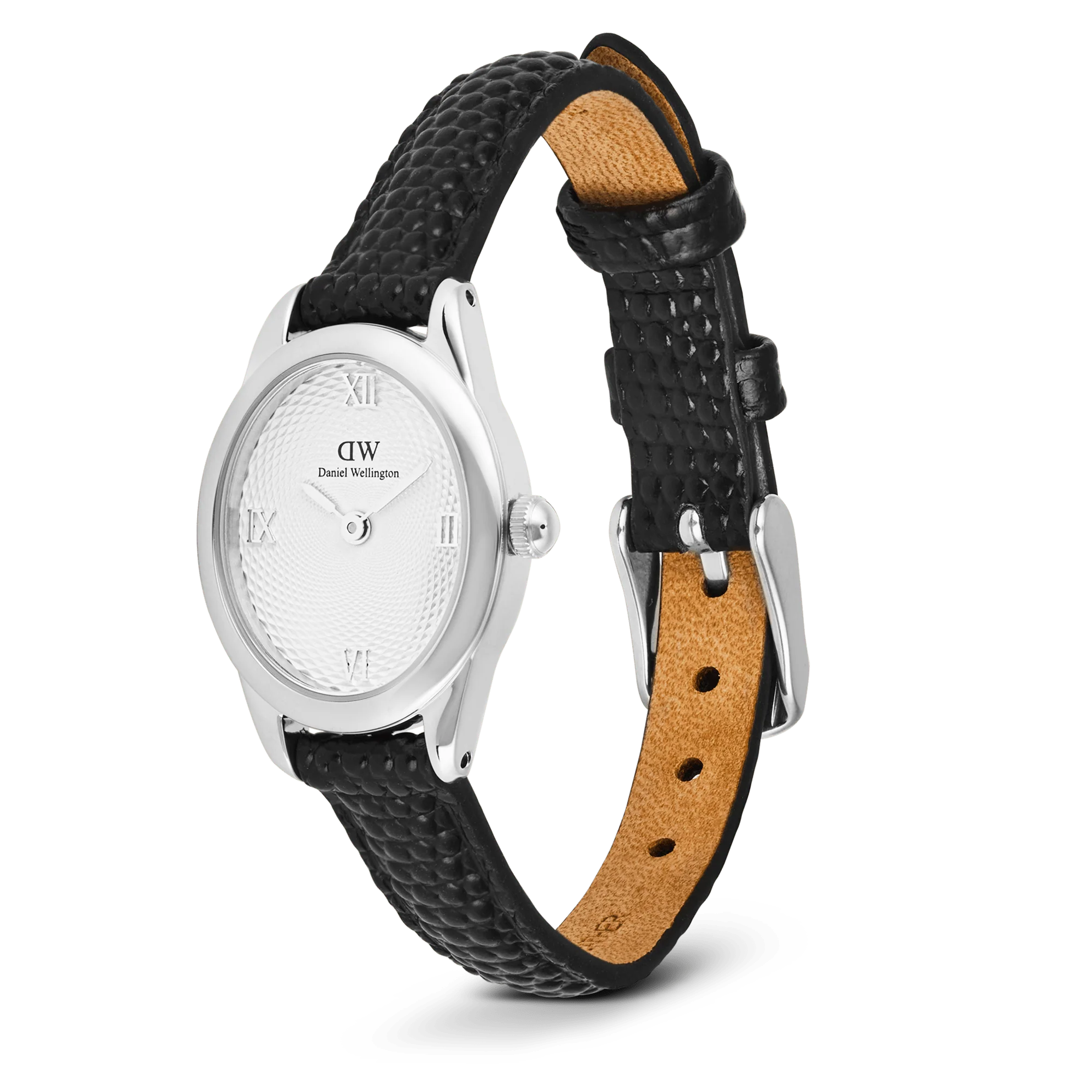 Ophelia Mini Black Lizard White Guilloché Silver - Image 4