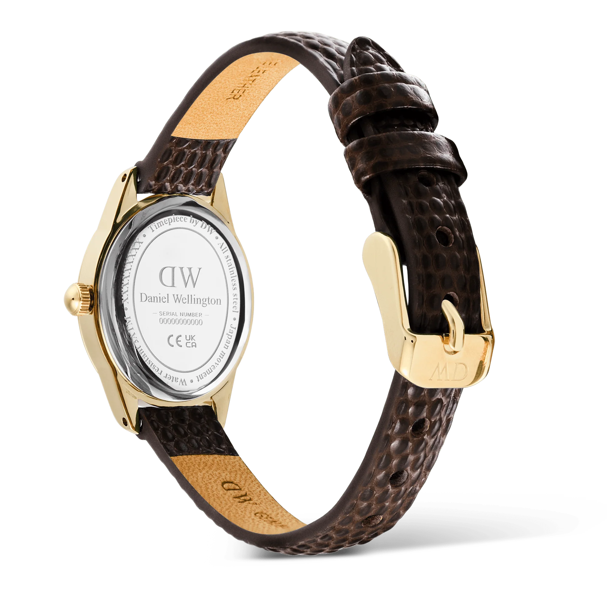 Ophelia Mini Dark Brown Lizard White Guilloché Gold - Image 5