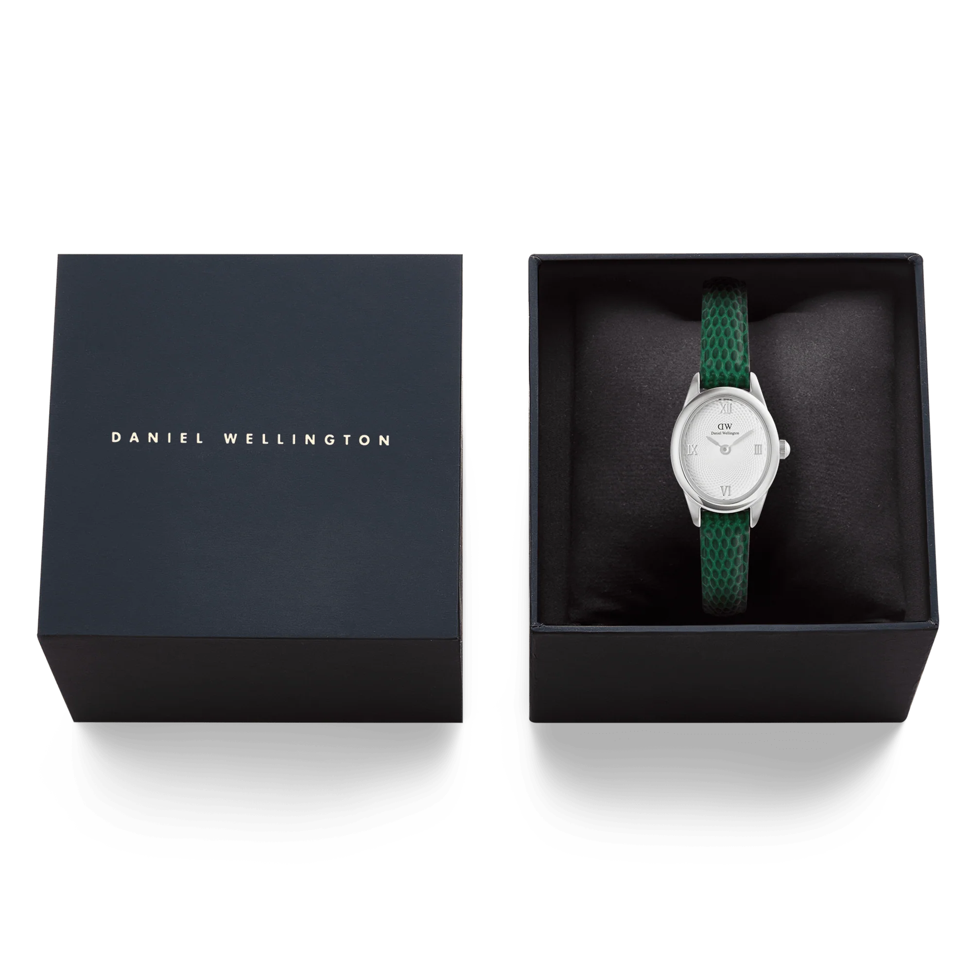 Ophelia Mini Green Lizard White Guilloché Silver - Image 6