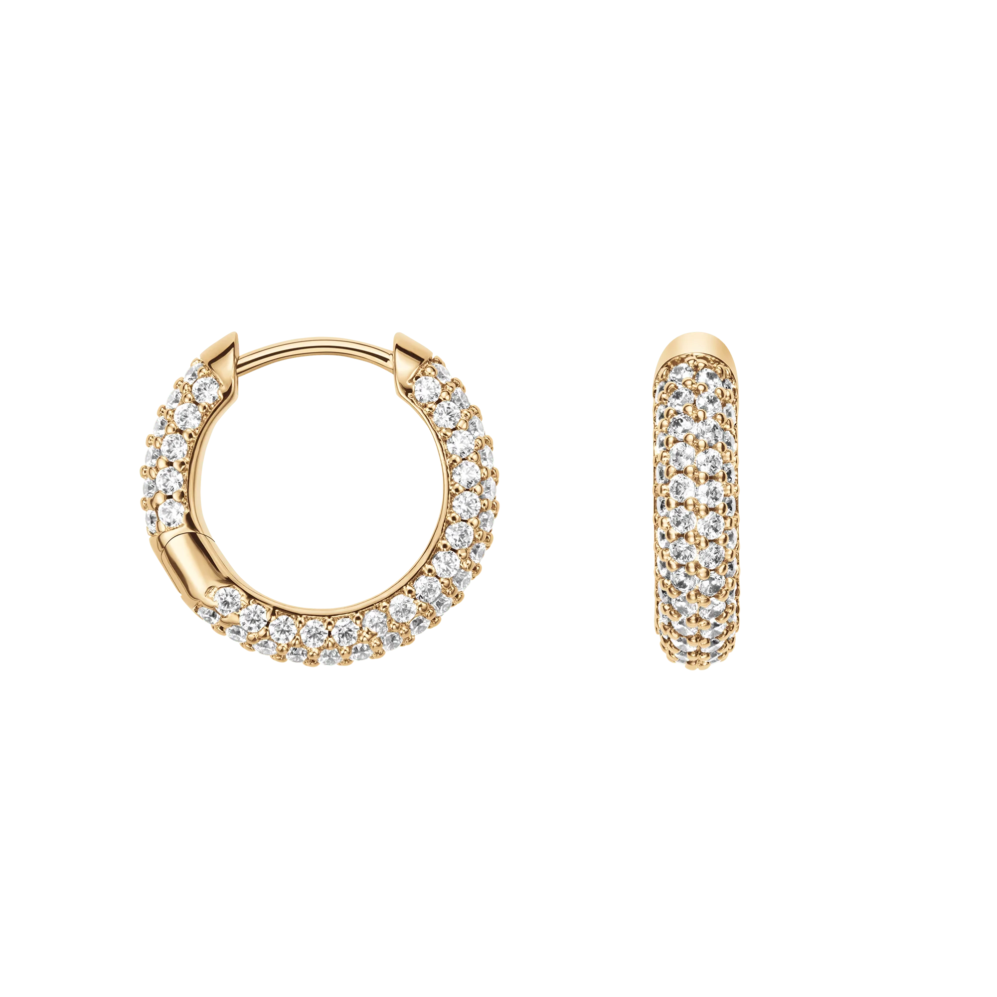 Pavé Crystal Earrings Gold - Image 3