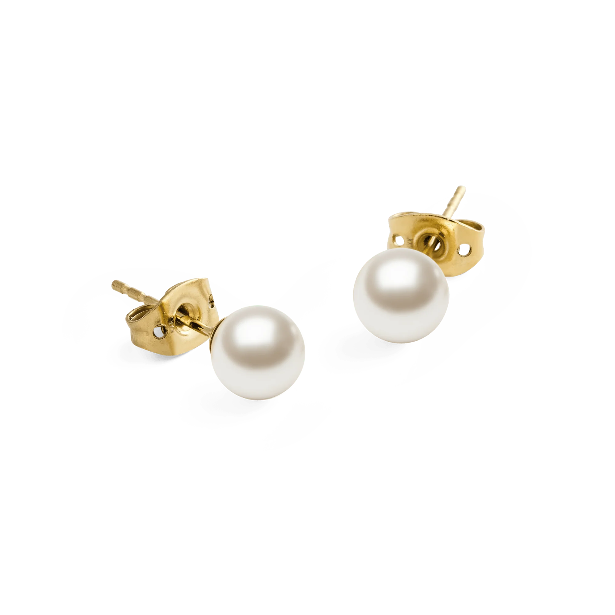 Pearl Stud Earrings Gold - Image 3