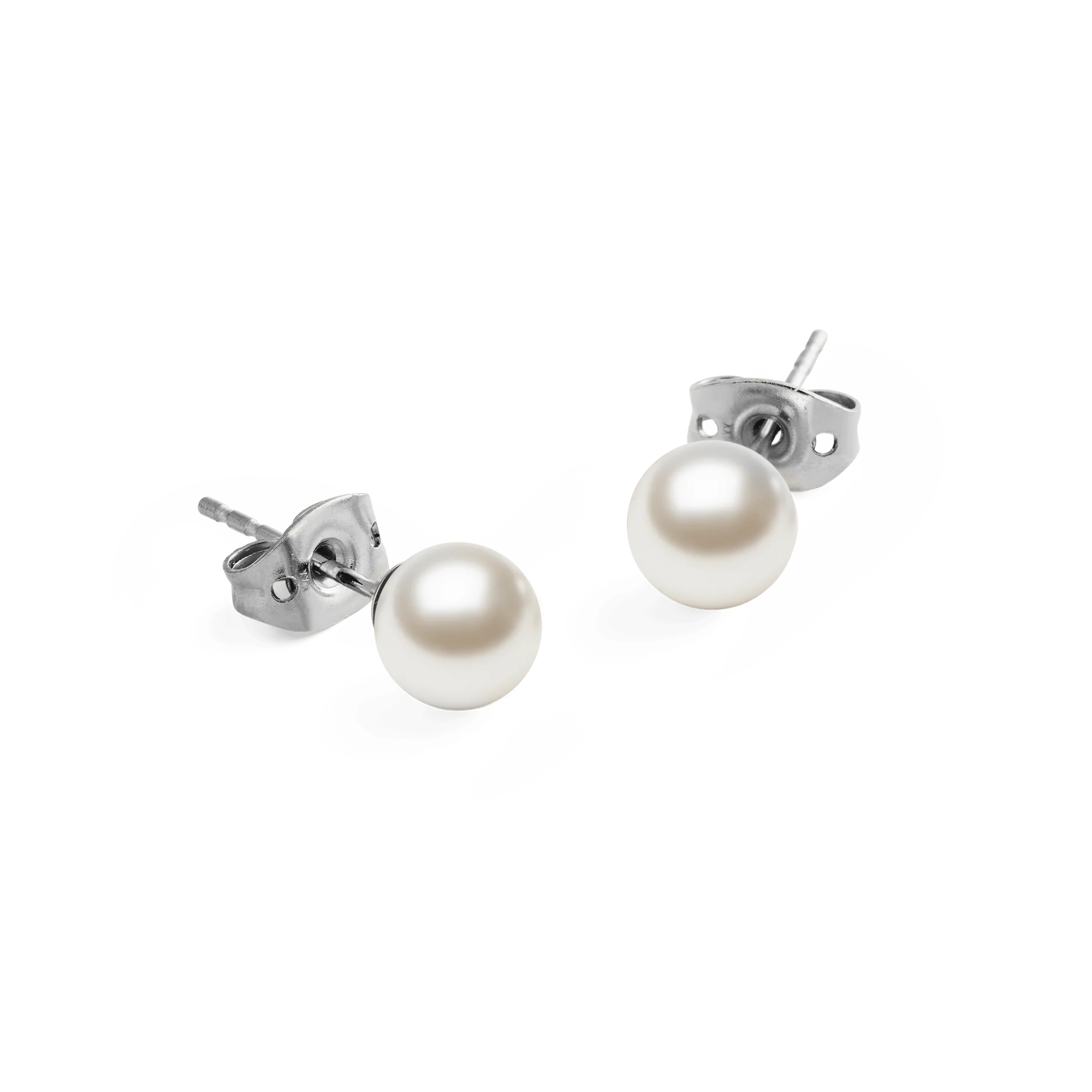 Pearl Stud Earrings Silver - Image 3