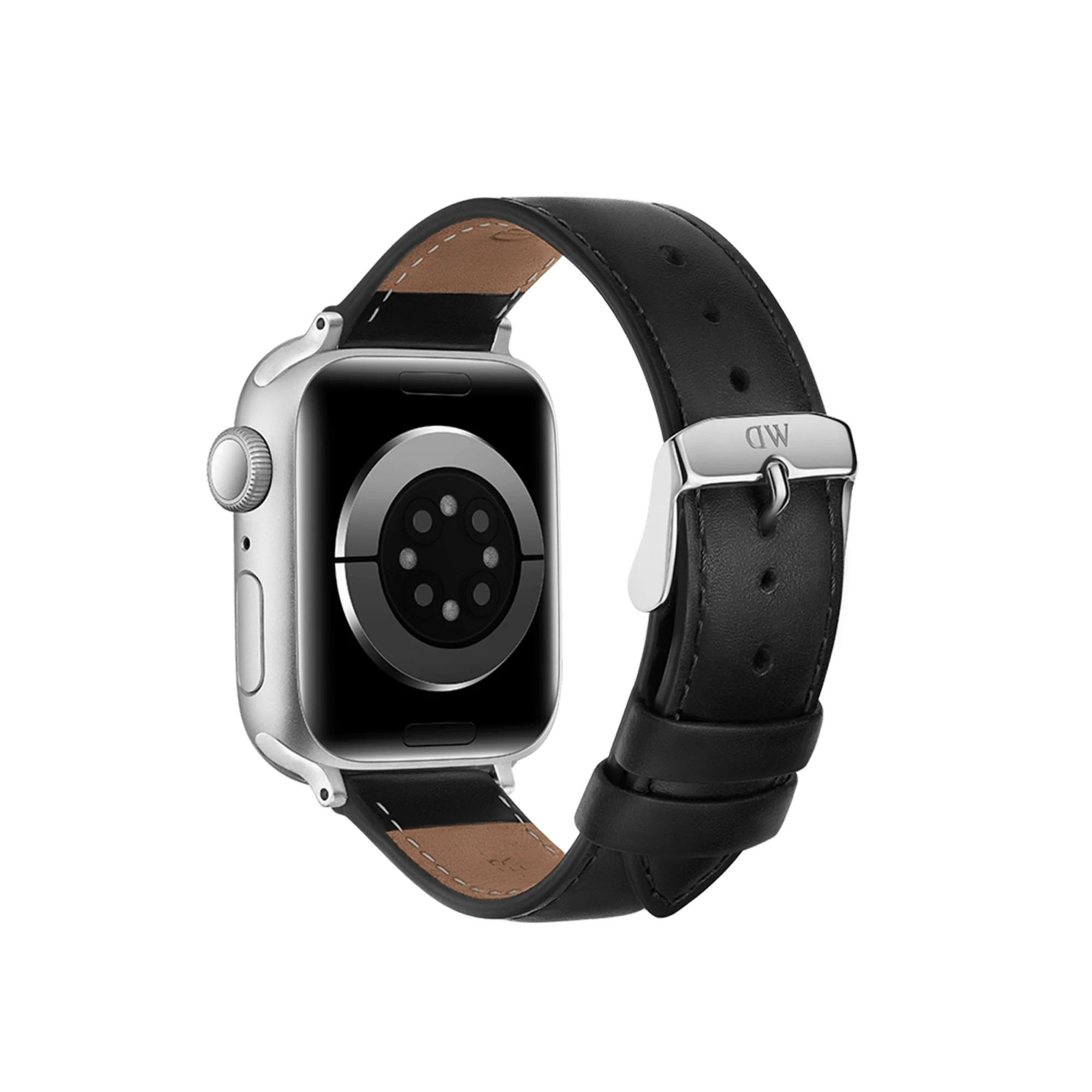 Smartwatch Strap Leather Silver - Image 3