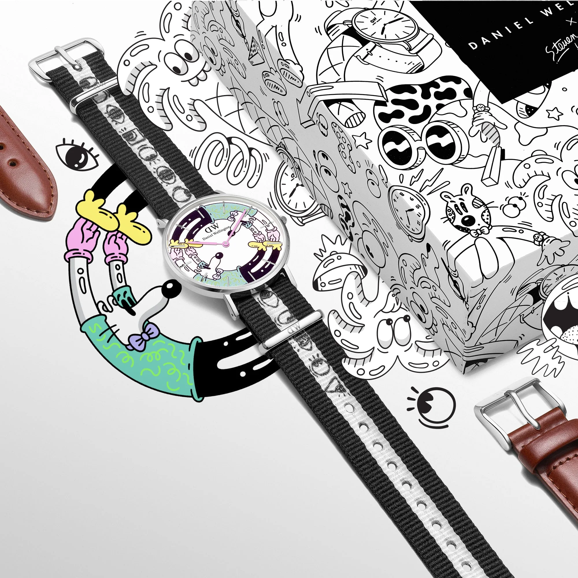 Steven Harrington x DW SET: NATO Multicolor Printed Dial & Strap - Image 2
